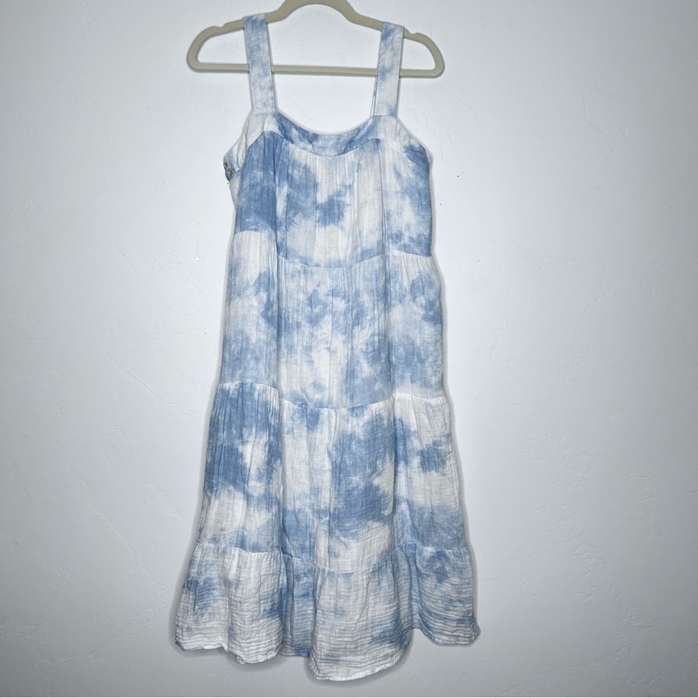 Rails Amaya Midi Dress Blue White Tie Dye Cotton Size Small Boho Vacation Resort